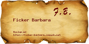 Ficker Barbara névjegykártya